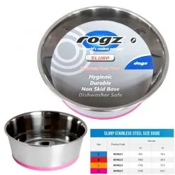 Rogz Bowl Stainless Steel Dog Xlarge Pink 3700ml