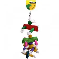 Avi One Parrot Toy With Coloured Wood, Rope & Cyclone Bell - 43cm - Large