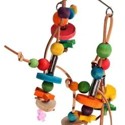 Avi One Parrot Toy Wooden Beads With Leather - 20x31cm 7 Avi One Parrot Toy Wooden Beads With Leather - 20x31cm -Bird Food Sales 9325136149258A 2