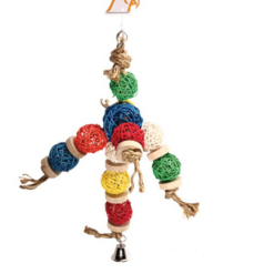 Avi One Parrot Toy Wicker Balls With Rings - 26x43cm