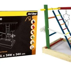 Avi One Bird Toy Activity Centre Coloured Wood - 35x24x34cm