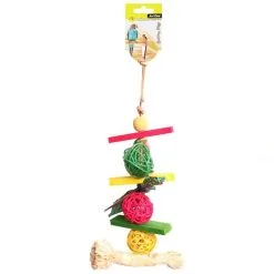 Avi One Bird Toy Rattan Balls With Raffia Wooden Beads - 34cm -Bird Food Sales 9325136161830A 2
